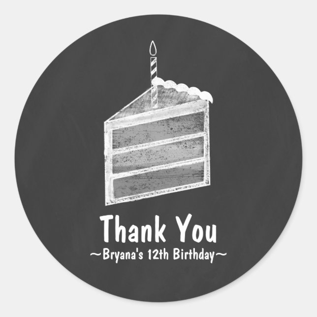 Chalkboard Cake Slice Birthday Party Favor Sticker (Front)