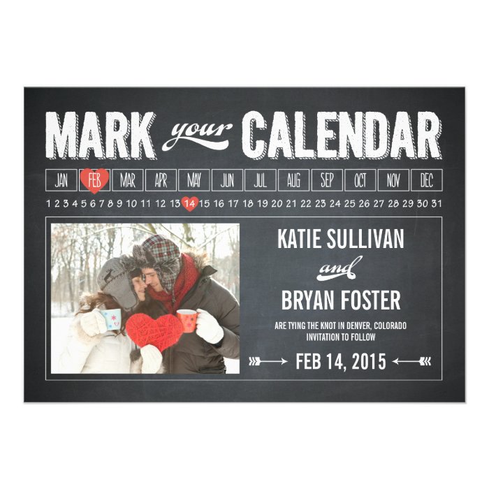 Chalkboard Calendar Photo Save The Date Cards