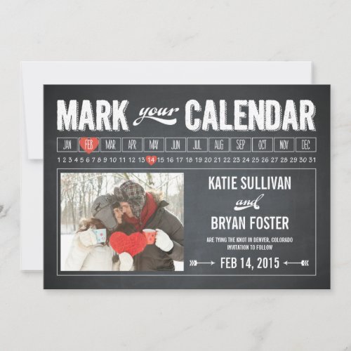 Chalkboard Calendar Photo Save The Date Cards