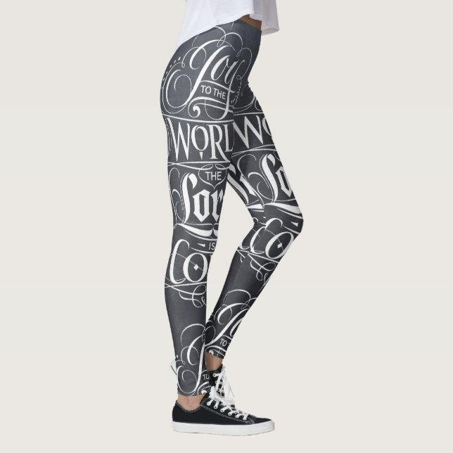 Chalkboard Calligraphy Christmas Religious Chalk Leggings (Right)