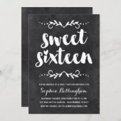 Chalkboard Calligraphy | Sweet Sixteen Birthday Invitation (Front/Back)