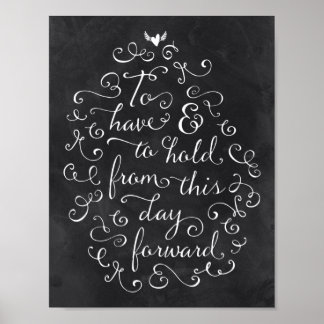 Chalkboard Calligraphy Wedding Vows Poster