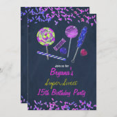 Chalkboard Candy Land Sweets Chalk Doodles Party Invitation (Front/Back)