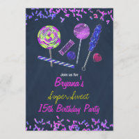 Chalkboard Candy Land Sweets Chalk Doodles Party Invitation