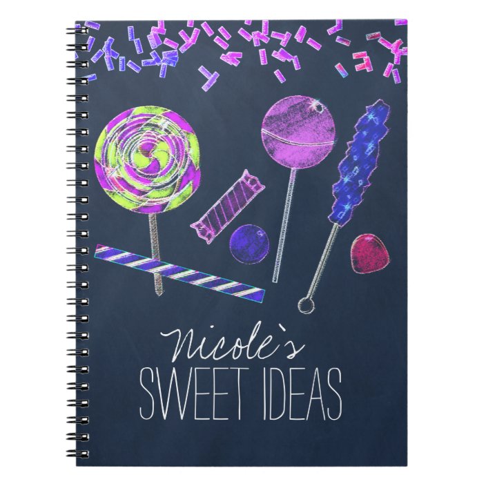 Chalkboard Candy Land Sweets Chalk Doodles Party Notebook