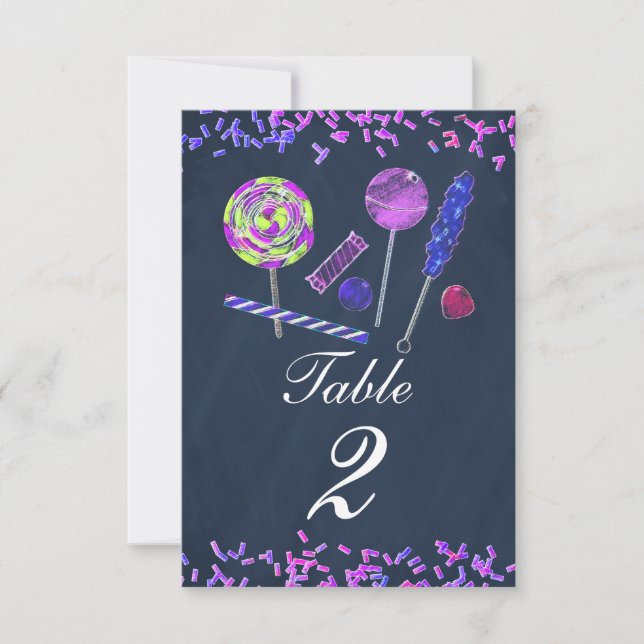 Chalkboard Candy Land Sweets Chalk Table Number (Front)