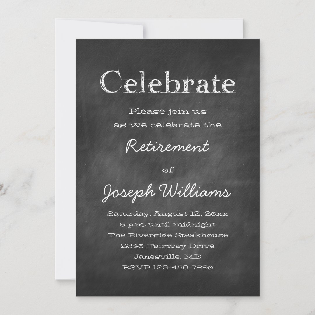 Chalkboard Celebrate Retirement Party Invitations | Zazzle