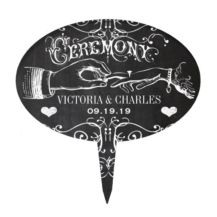 Chalkboard Ceremony Typography Cake Topper