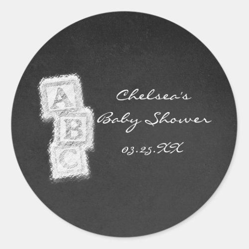 Chalkboard Chalk Baby Shower Blocks Favor Stickers
