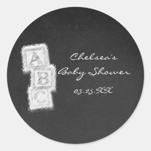 Chalkboard Chalk Baby Shower Blocks Favor Stickers