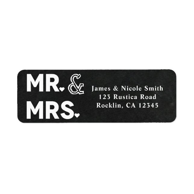 Chalkboard Chalk Mr. & Mrs. Wedding Engagement Label (Front)