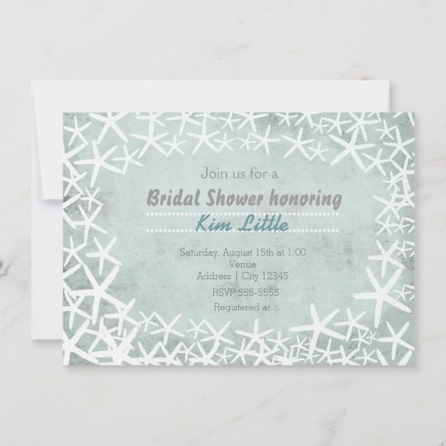 Chalkboard Chalk Vintage Beach Starfish Invitation (Front)