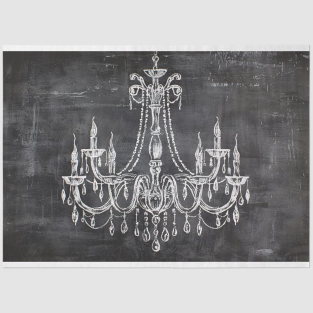Chalkboard Chandelier Decoupage Tissue Paper (Front)