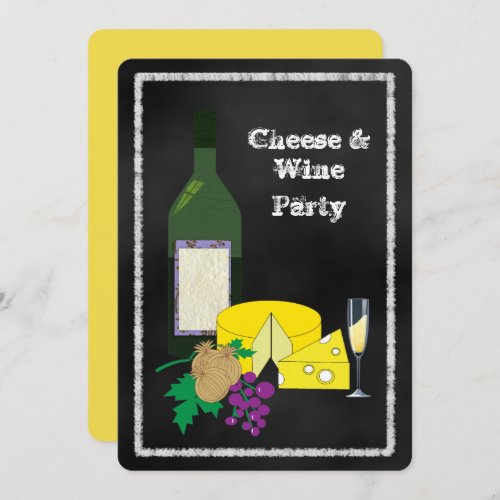 Chalkboard Cheese  Wine Celebrat Party Invitation