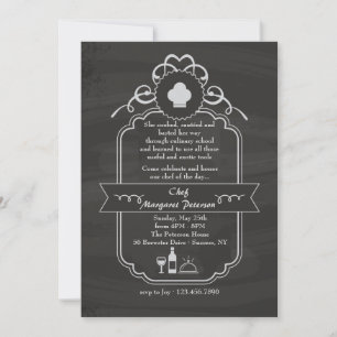 Chalkboard Chef Graduation Invitation