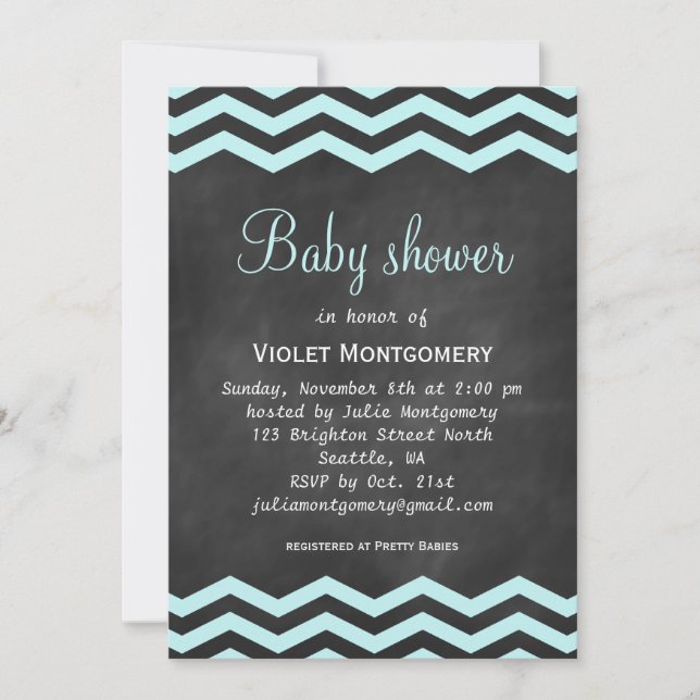 Chalkboard & Chevron Baby Shower Invitation (Front)