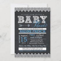 Chalkboard Chevron Baby Shower Invitation, Boy Invitation