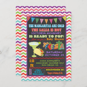Chalkboard Chevron Mexican Fiesta Baby Shower Invitation