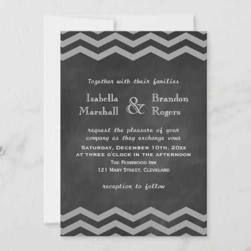 Chalkboard Chevron Wedding Invitation