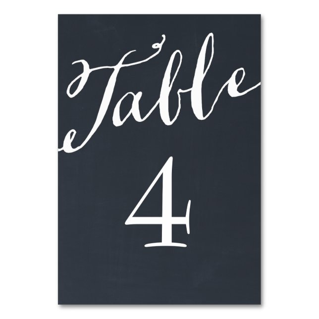 Chalkboard Chic Calligraphy Table Numbers (Front)
