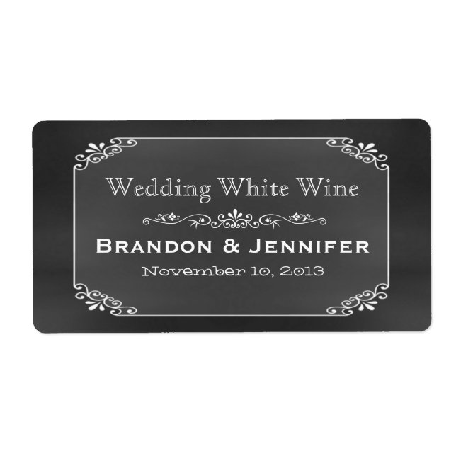 Chalkboard Chic Custom Wedding Mini Wine Labels (Front)