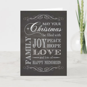 Chalkboard - Christmas filled with Joy Peace Hope Holiday Card