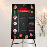 Chalkboard Christmas First Birthday Milestone  Foam Board<br><div class="desc">Oh,  What Fun! Celebrate the Christmas season with this whimsical collection of stationary and décor. They all have a candy pink background with accents of hand-painted watercolor Christmas treats.</div>