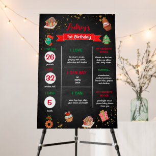 Chalkboard Christmas First Birthday Milestone  Foam Board