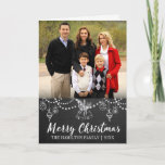 Chalkboard Christmas Folded Photo Card<br><div class="desc">Chalkboard background with hand drawn chalk decorations and holiday bells,  "Merry Christmas" script in white folded photo card. Personalize or delete text.</div>