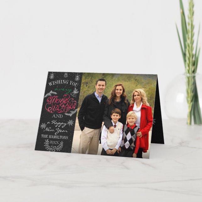 Chalkboard Christmas Folded Photo Card (Front)