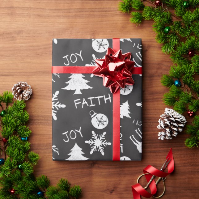 Chalkboard Christmas Fun Pattern Holiday Wrapping Paper (Holiday Gift)