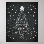 Chalkboard Christmas Hand Lettered Love Joy Peace Poster<br><div class="desc">Brighten up your home for the holidays with this lovely vintage black chalkboard style Christmas poster - Modern hand lettered chalk art Christmas Tree design contains the words: joy • love • peace • believe • silent night • merry & bright • Christmas to you Original handlettering by international artist,...</div>