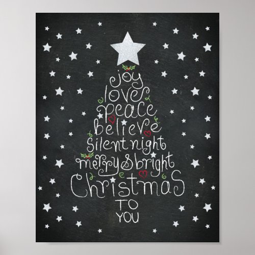 Chalkboard Christmas Hand Lettered Love Joy Peace Poster
