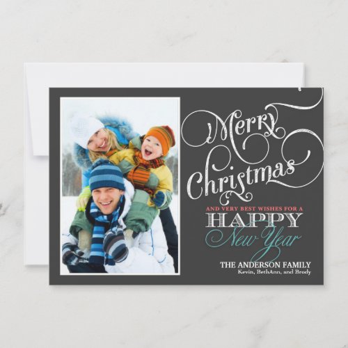 Chalkboard Christmas Holiday Photo Flat Card