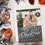 Chalkboard Christmas Holiday Photo Overlay<br><div class="desc">Custom-designed holiday photo card featuring "Merry Christmas" hand lettering design on chalkboard background.</div>