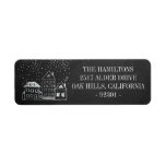 Chalkboard Christmas Houses Personalized Address Label<br><div class="desc">Chalkboard background with hand drawn chalk houses and snow return address label. Personalize text,  font style,  color and size.</div>