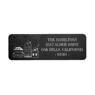 Chalkboard Christmas Houses Personalized Address Label
