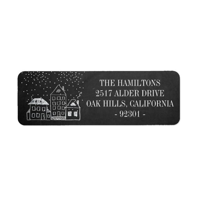 Chalkboard Christmas Houses Personalized Address Label (Front)