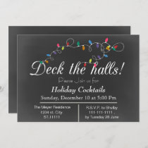 Chalkboard Christmas Lights Holiday party Invites