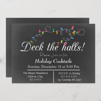 Chalkboard Christmas Lights Holiday party Invites
