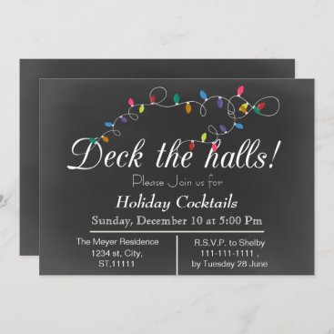 Chalkboard Christmas Lights Holiday party Invites