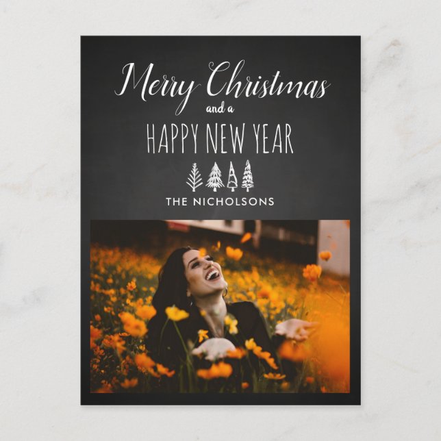 Chalkboard Christmas & New Year | Holiday Photo (Front)