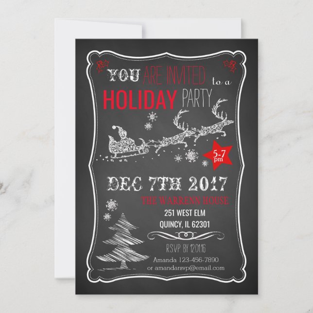 Chalkboard Christmas Party Invitation (Front)