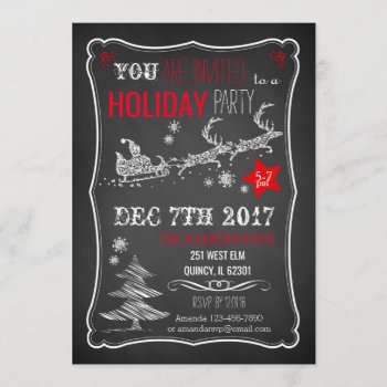 Chalkboard Christmas Party Invitation by oddlotpaperie at Zazzle