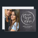 Chalkboard Christmas PEACE HOPE LOVE Personalized Holiday Card<br><div class="desc">Product Name: "Chalkboard Charm: Peace Hope Love Personalized Holiday Card" Product Description: Share the warmth of the holiday season with the "Chalkboard Charm: Peace Hope Love Personalized Holiday Card." This card is a perfect blend of modern design and personal touch, ideal for sending your festive greetings in a unique and...</div>