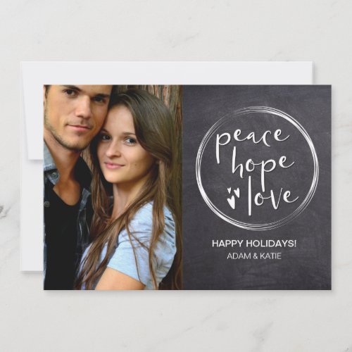 Chalkboard Christmas PEACE HOPE LOVE Personalized Holiday Card