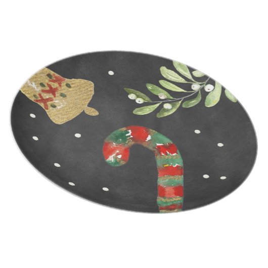 Chalkboard Christmas Plate Candy Cane Melamine (Right Side)