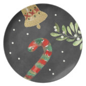 Chalkboard Christmas Plate Candy Cane Melamine (Front)