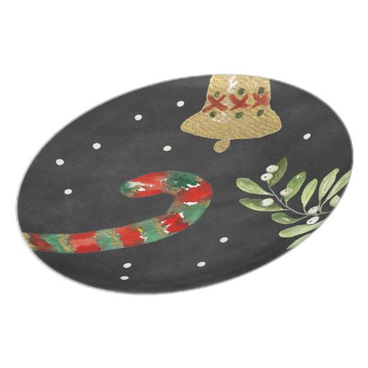 Chalkboard Christmas Plate Candy Cane Melamine (Left Side)