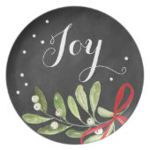 Chalkboard Christmas Plate Mistletoe Melamine (Front)